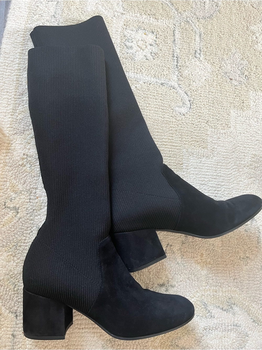 Eileen Fisher Black Stretch Over-the-Knee Block Heel Boots